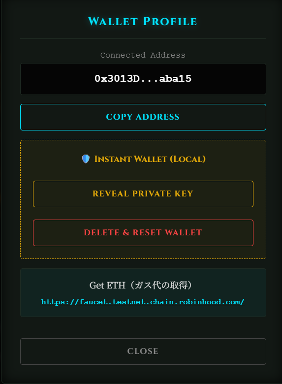 Wallet Profile Menu