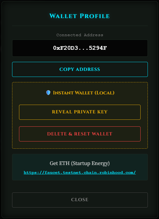 Wallet Profile Menu